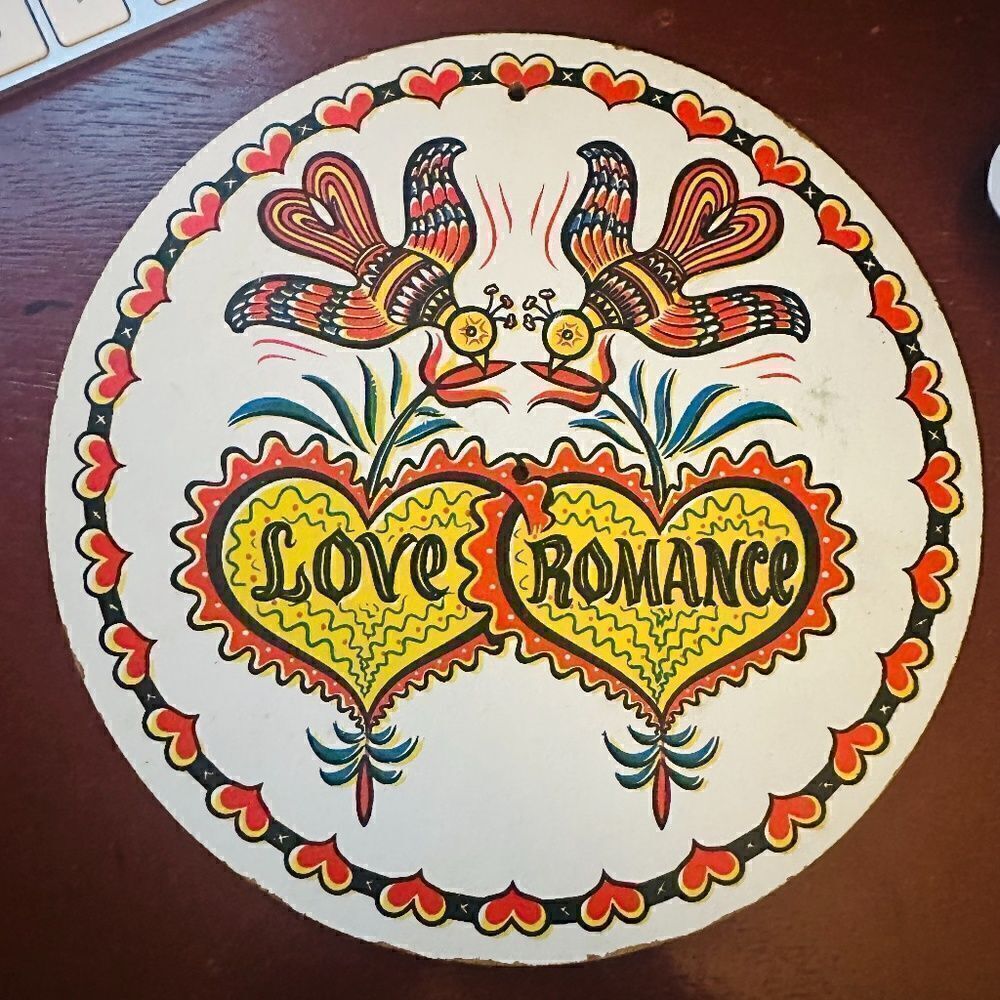 Love Romance Folk Art Decor Pennsylvania Dutch Wall Hanging Artwork